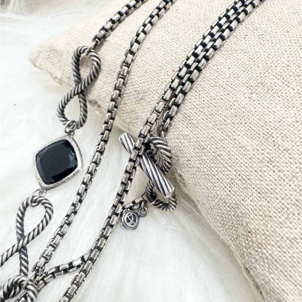 David Yurman 47” Infinity Necklace with Black Onyx .925 Sterling Silver - Picture 6 of 11